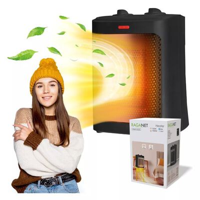 Calentador el&eacute;ctrico compacto para interiores port&aacute;til cer&aacute;mica PTC c/ ventilaci&oacute;n negro 127V T
