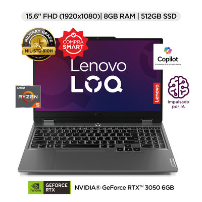 Laptop Gaming LOQ 15.6 Pulgadas FHD AMD Ryzen 5 8GB RAM 512GB SSD NVIDIA GeForce RTX 3050 6GB