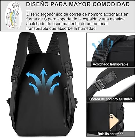 Mochila de Viaje Hombre Mochilas para Laptop Port&aacute;til 15.6 pulgadas Impermeable Mochila Antirrobo Ligero Deportiva Universidad Elegante. image number null