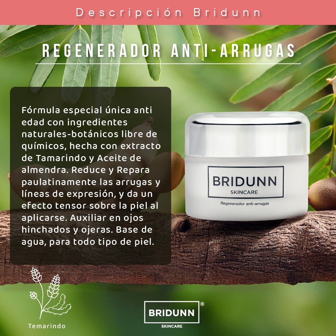 Crema Facial Antiarrugas Regeneradora BRIDUNN. P&eacute;ptidos, Tamarindo y Coleus Forskohlii. Firmeza, Elasticidad y Reducci&oacute;n image number null