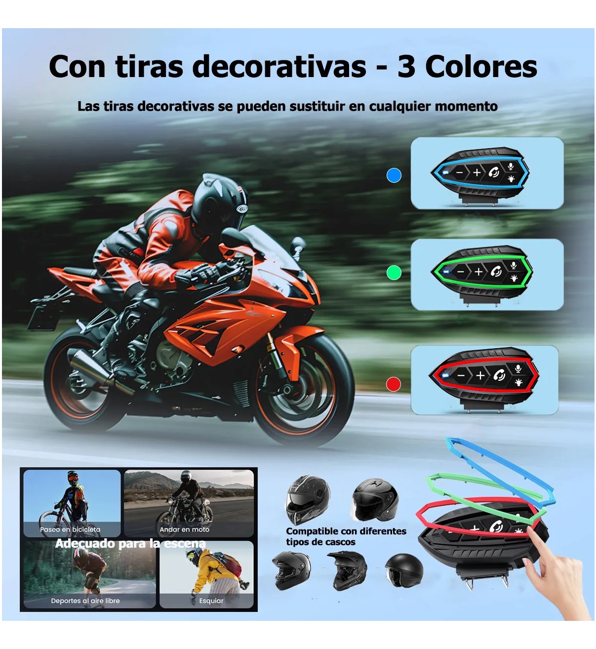 Aud&iacute;fonos Para Casco De Motos Malubero Bluetooth5.0 Impermeables Ip67 image number null