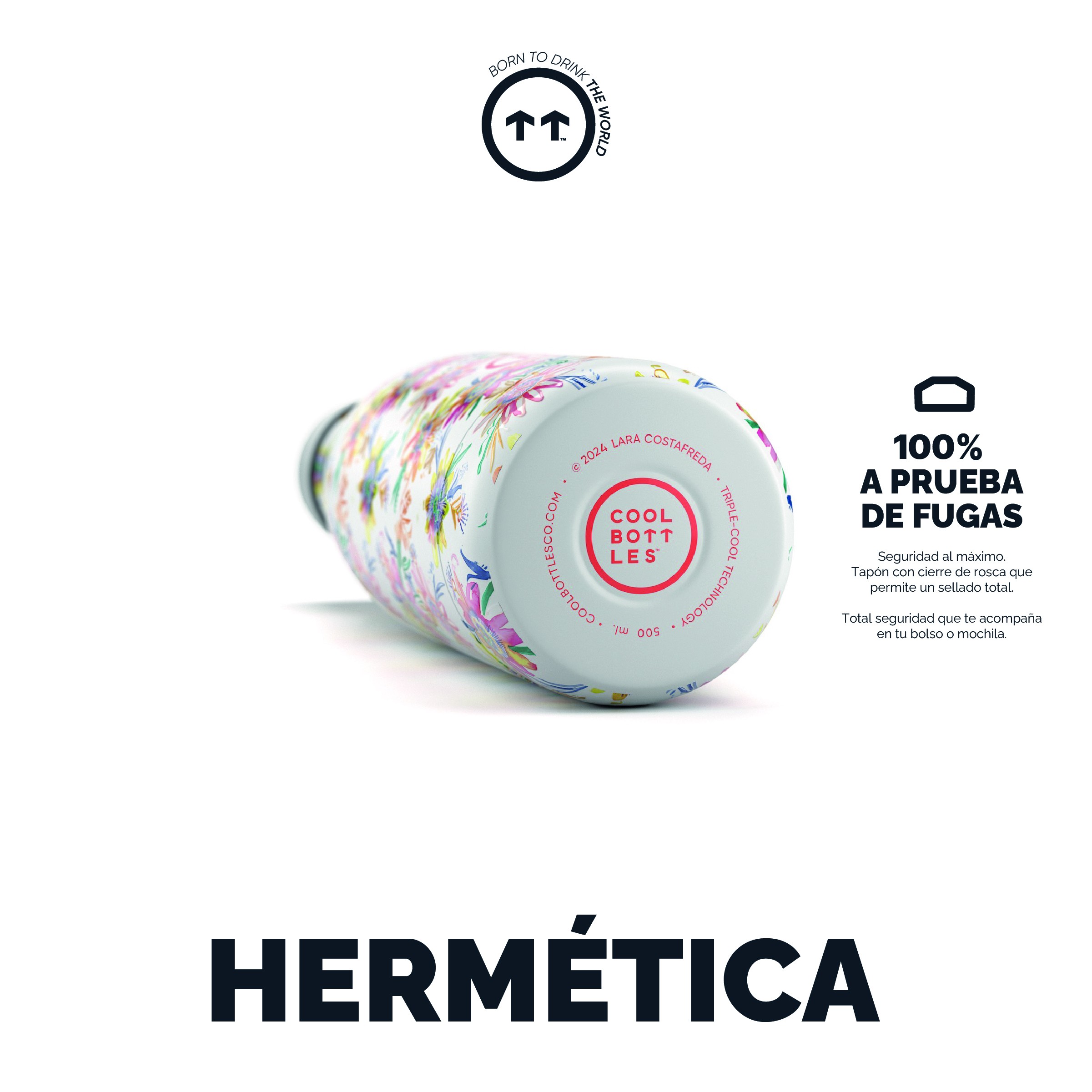 Cool Bottles Botella Termo Secret Blossoms 500m By Lara Costafreda image number null