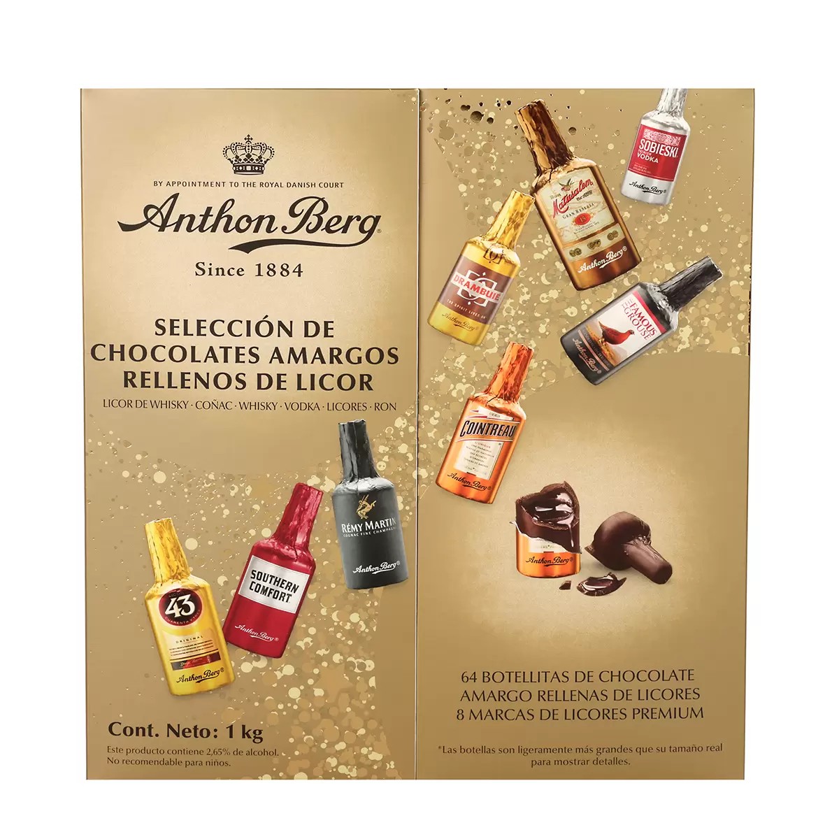 Anthon Berg - Chocolates Amargos Premium Rellenos de Licor 64 Pzas 1kg image number null