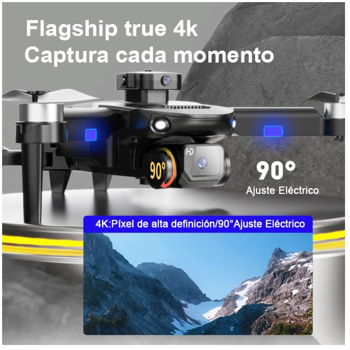 Drone Sin Escobillas Con 4k C&aacute;mara Dual 2bater&iacute;as Gris image number null