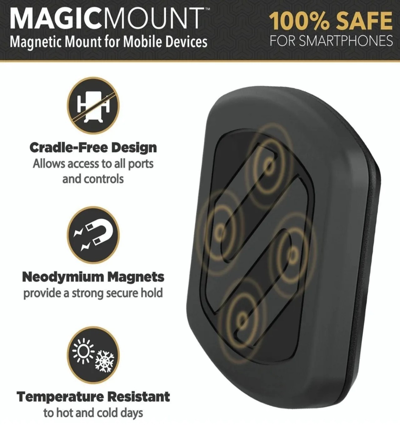 Soporte Magn&eacute;tico Ajustable Para Tel&eacute;fono De Coche 360 Negro image number null