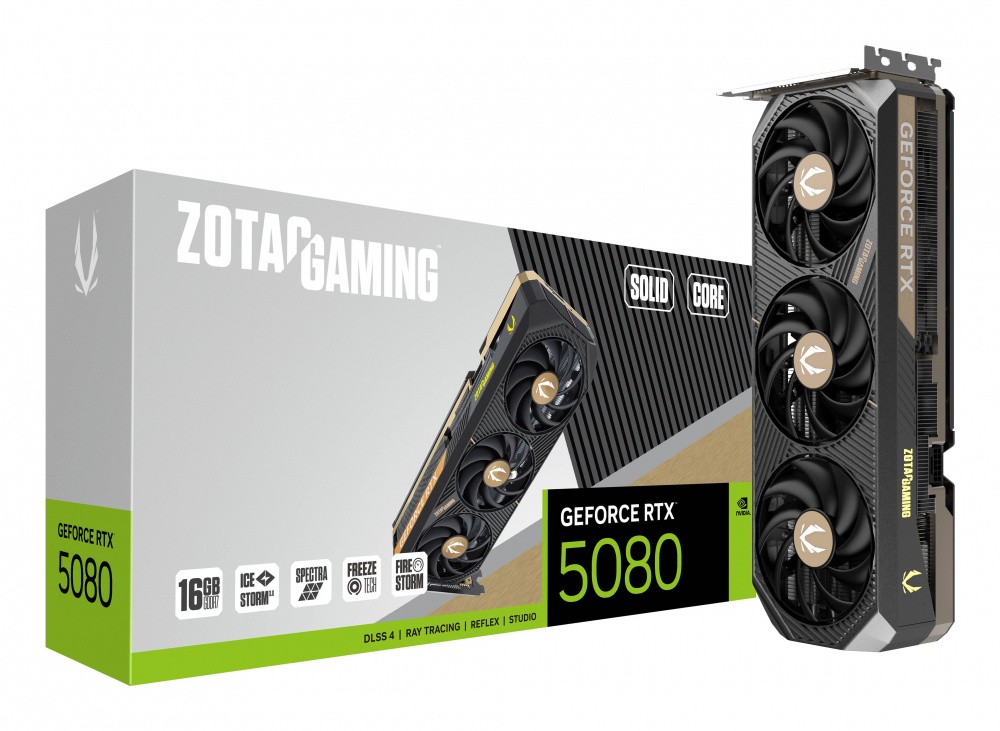 Tarjeta de Video Zotac NVIDIA GeForce RTX 5080 Solid Core, 16GB 256-bit GDDR7, PCI Express x16 5.0 image number null