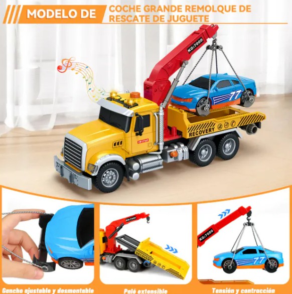 Grua Juguete Brazo Extensible Luz Y Sonido Color Amarillo image number null