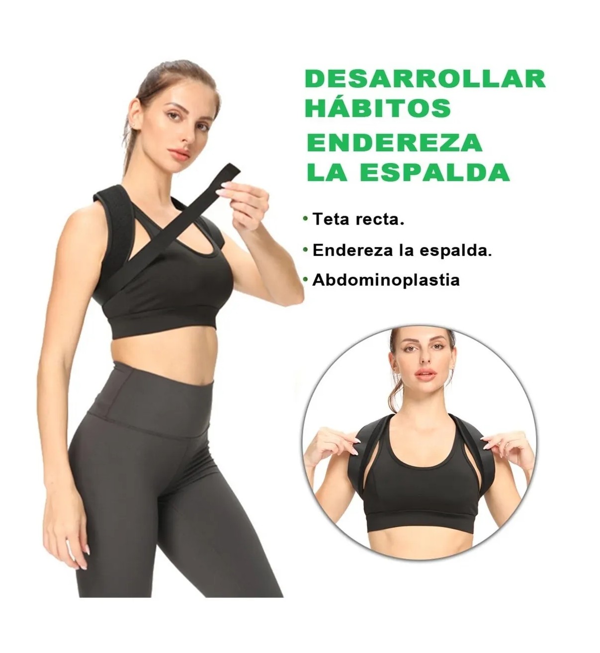 Corrector Postura Espalda Para Hombre Y Mujer Ajustable Faja M Negro Malubero image number null