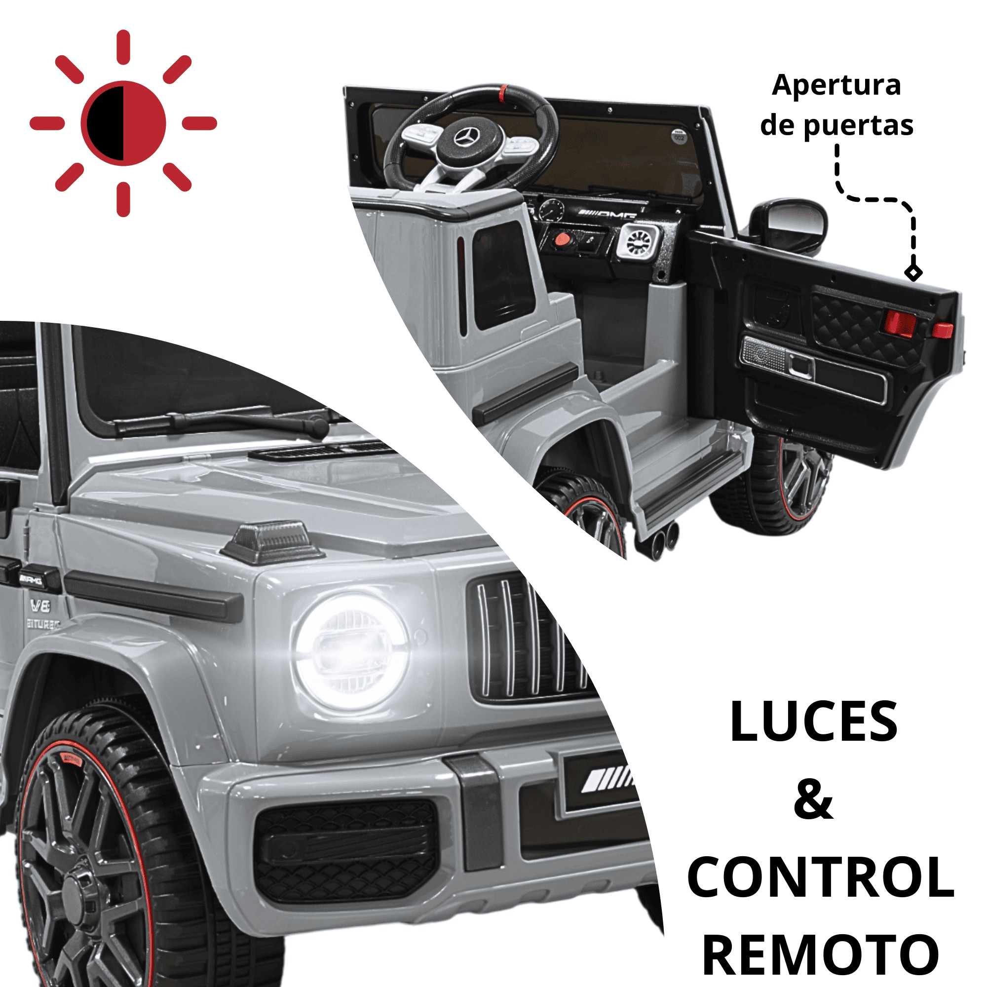 Camioneta Montable El&eacute;ctrica AMG Mercedes Benz G-63 para Ni&ntilde;os 12V Bluetooth Apto a partir de 3 a&ntilde;os - Gris image number null