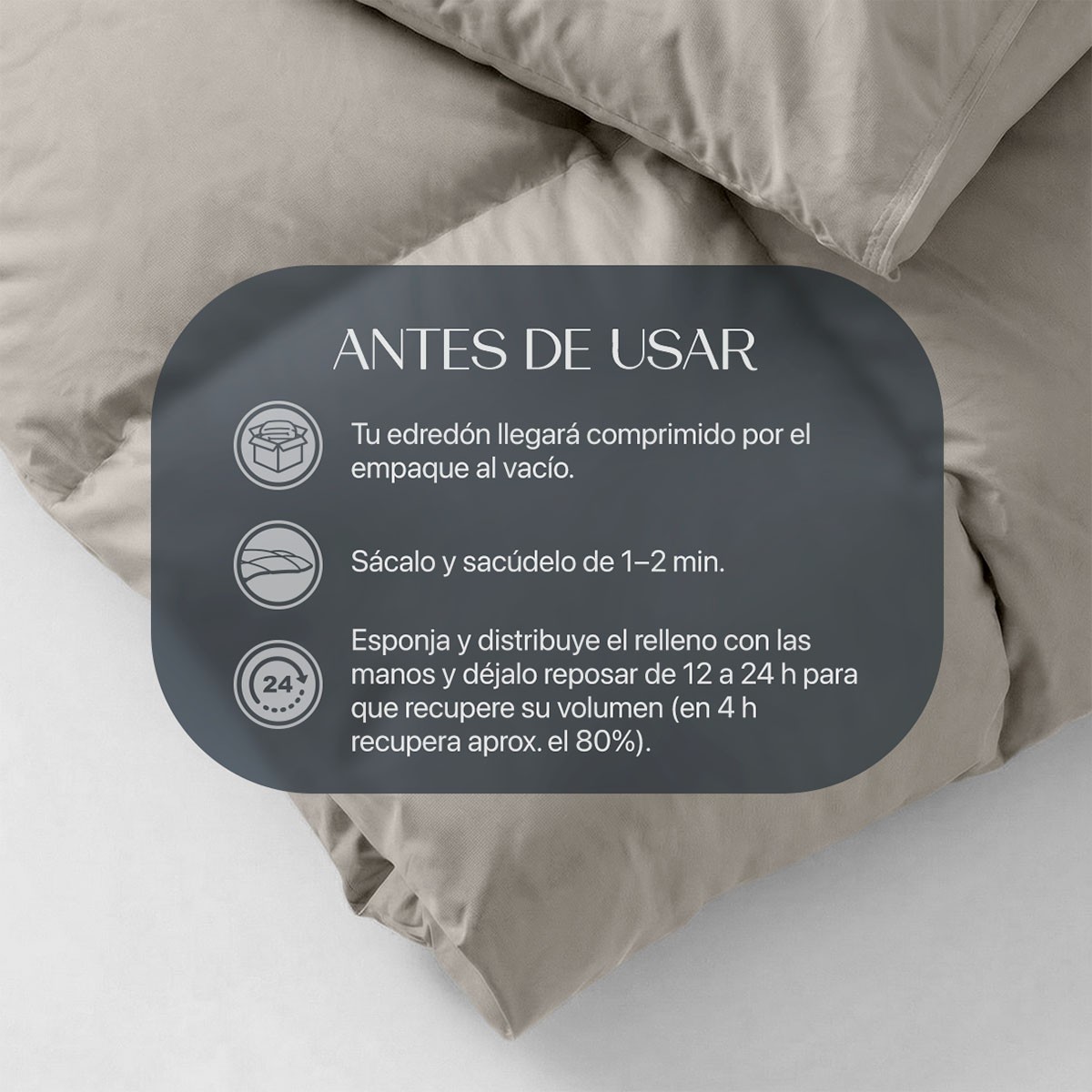 Edred&oacute;n Acolchado Duvet King Size Hipoalerg&eacute;nico Taupe ESQUIMAL. image number null