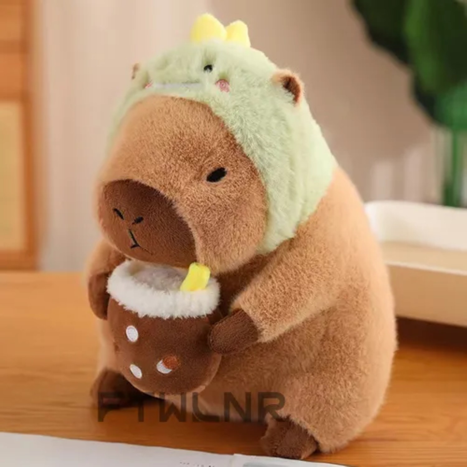 Peluche De Capibara Dinosaurio Cafe Verde image number null