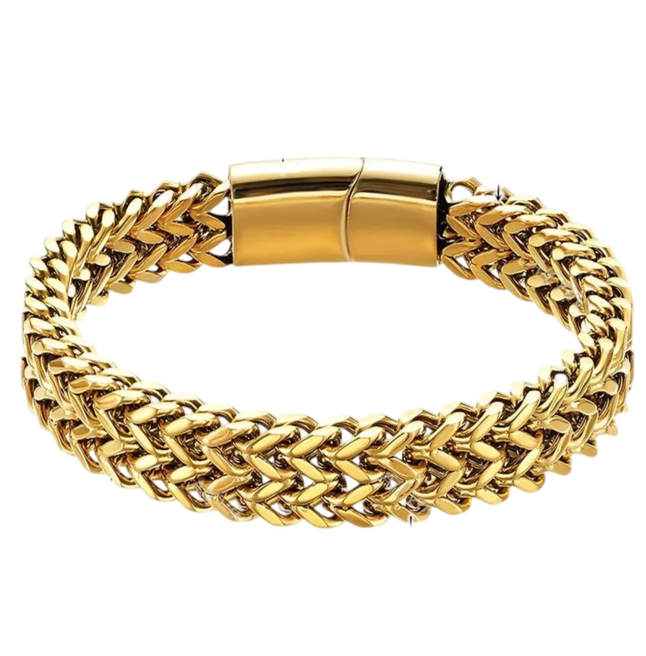 Esclava Oro Dos 23 cm Filas De Acero Magn&eacute;tica Hebilla Para Hombre image number null