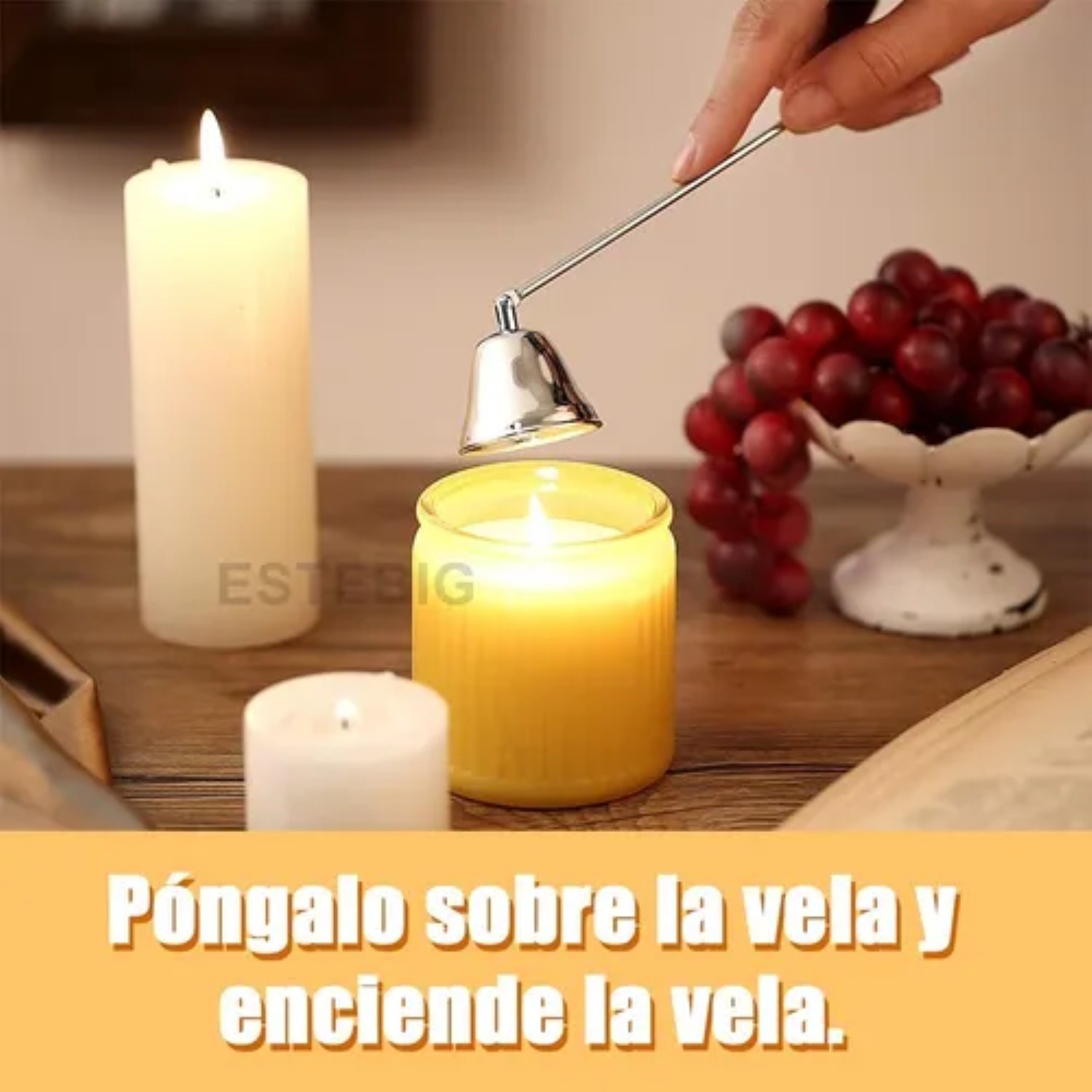 2 Pzs Apagador Velas Portavelas Campana Acero Inoxidable plateada image number null