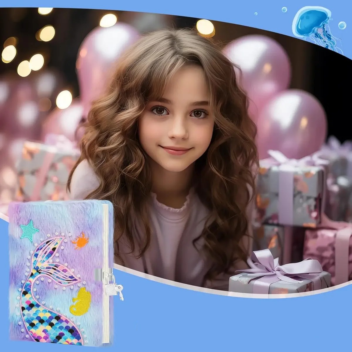 Diario De Sirena Para Ni&ntilde;as Con Candado Y Llaves Violeta image number null