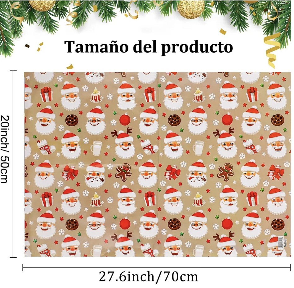 24 Hojas Papel Regalo Navidad Dise&ntilde;os Decoraciones Navide&ntilde;as image number null