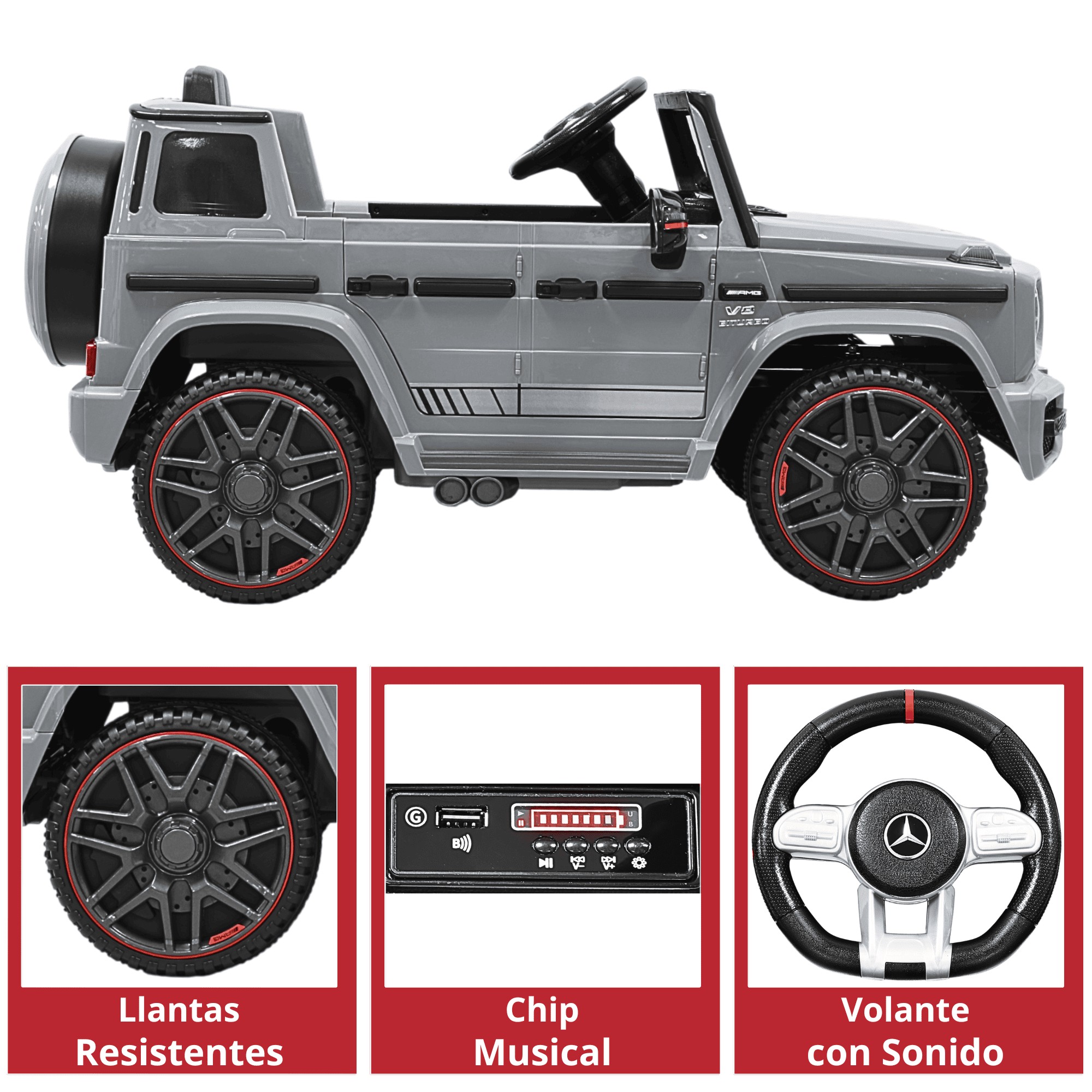 Camioneta Montable El&eacute;ctrica AMG Mercedes Benz G-63 para Ni&ntilde;os 12V Bluetooth Apto a partir de 3 a&ntilde;os - Gris image number null