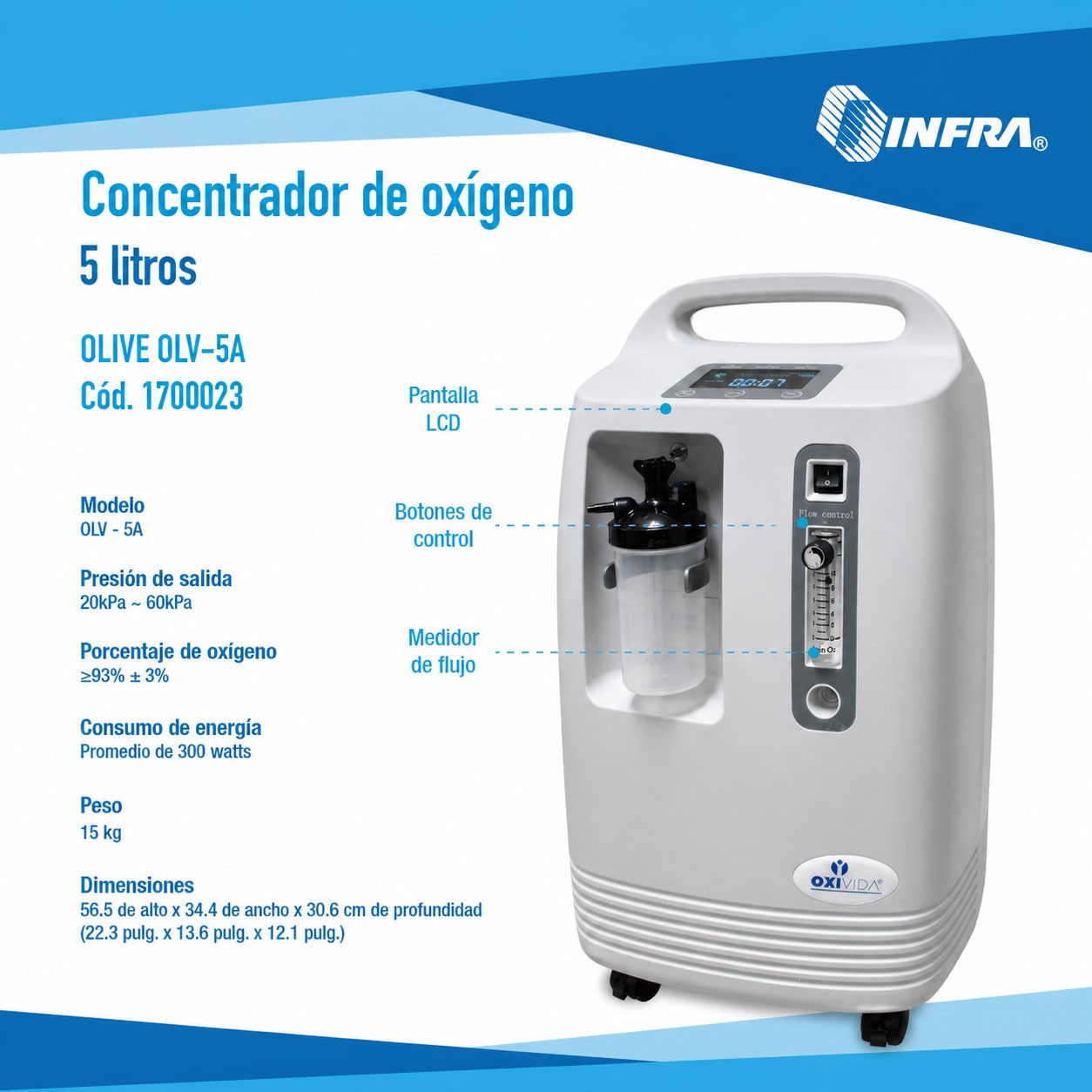 CONCENTRADOR DE OX&Iacute;GENO 5 L OLIVE image number null