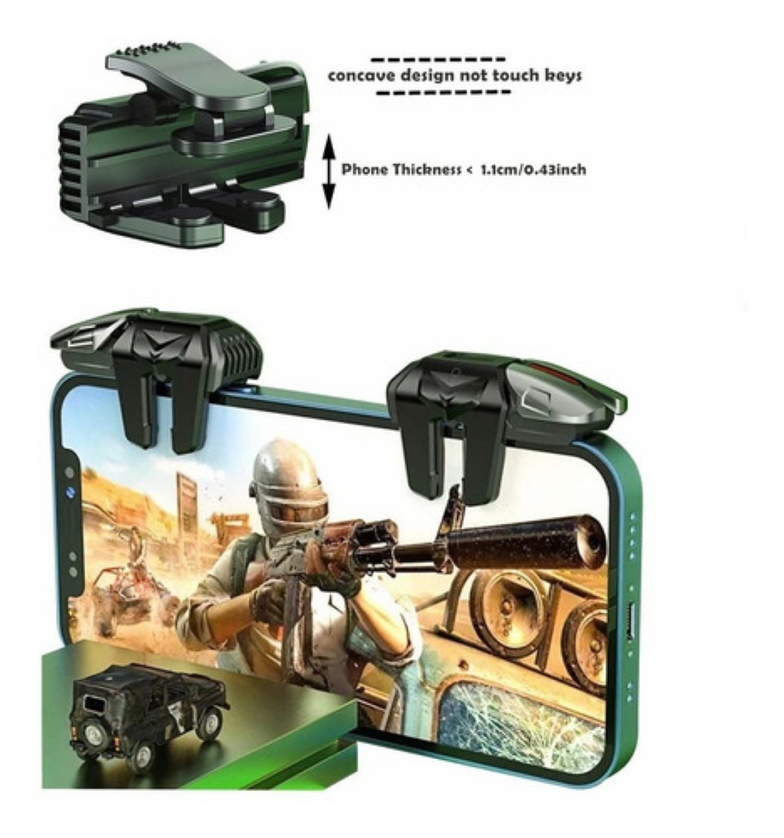 Gatillos Celular Con 4 Botones + Dedales Gamer Negro image number null