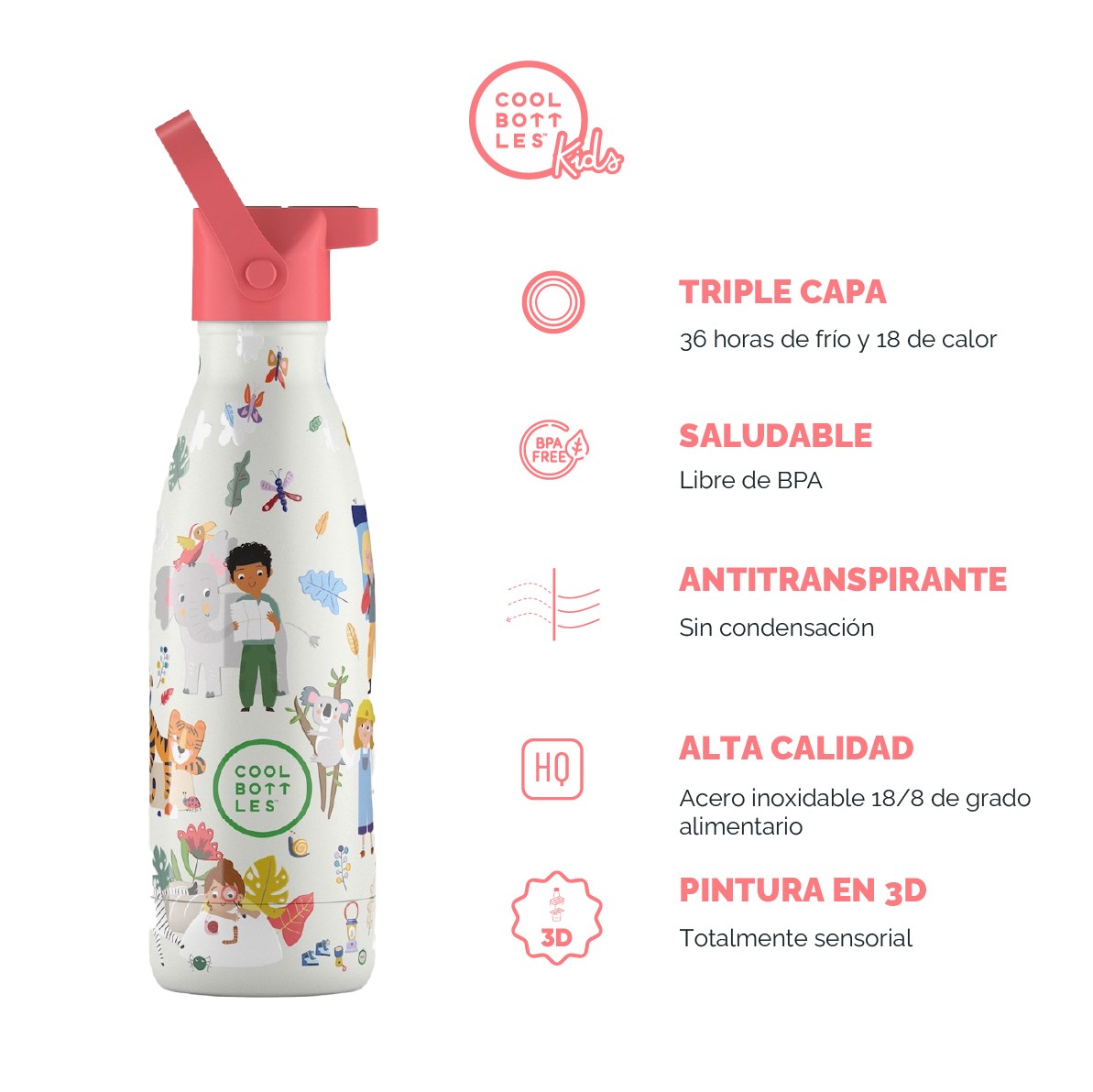 Cool Bottles Botella Termo Infantil Curious Explorers 350ml image number null