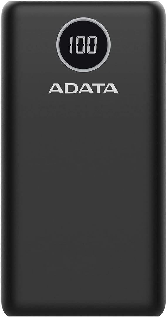 ADATA Powerbank Bater&iacute;a Port&aacute;til Recargable P20000QCD Power Bank de 20,000 mAh (74Wh), Color Negro (AP20000QCD-DGT-CBK), Tecnolog&iacute;as de Carga R&aacute;pida Qualcomm QC 3.0 USB PD 3.0. image number null