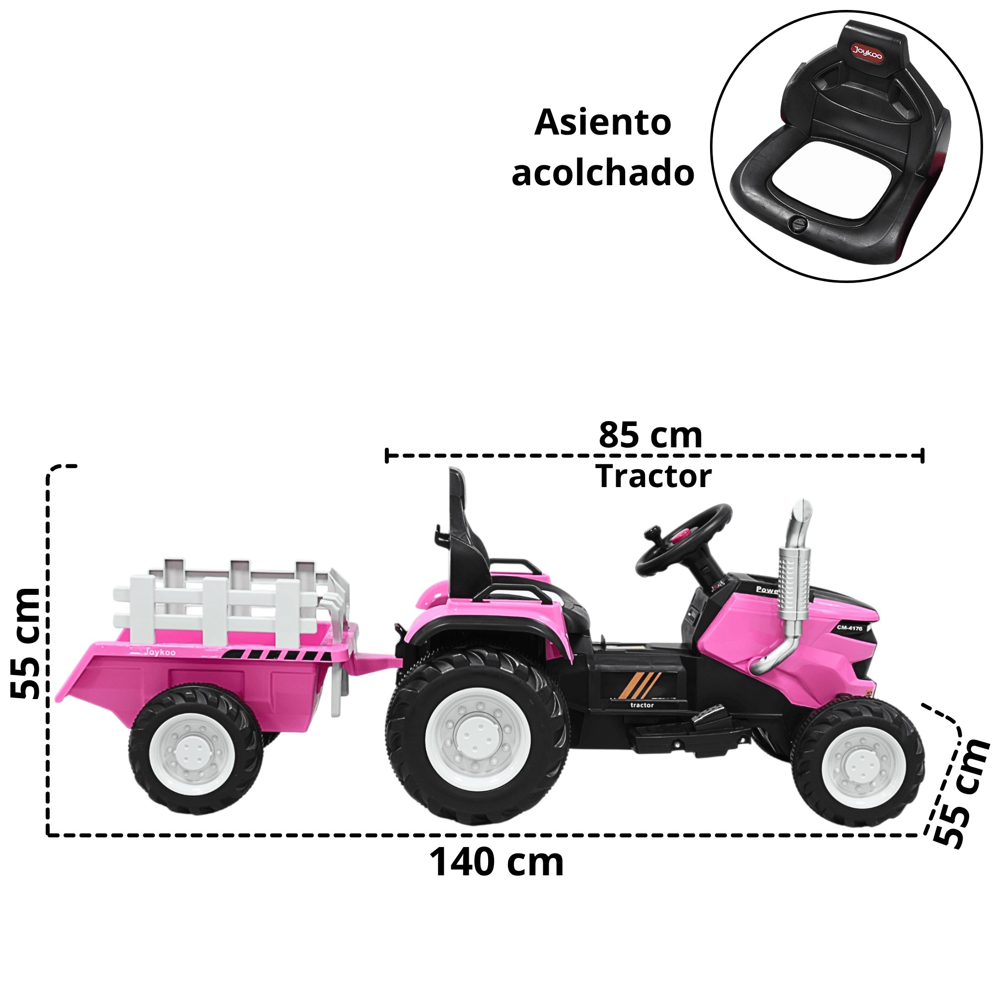 Montable Electrico para Ni&ntilde;os Tractor de Granja con Bater&iacute;a 12v Control Remoto Luz y Sonido Bluetooth - Rosa image number null