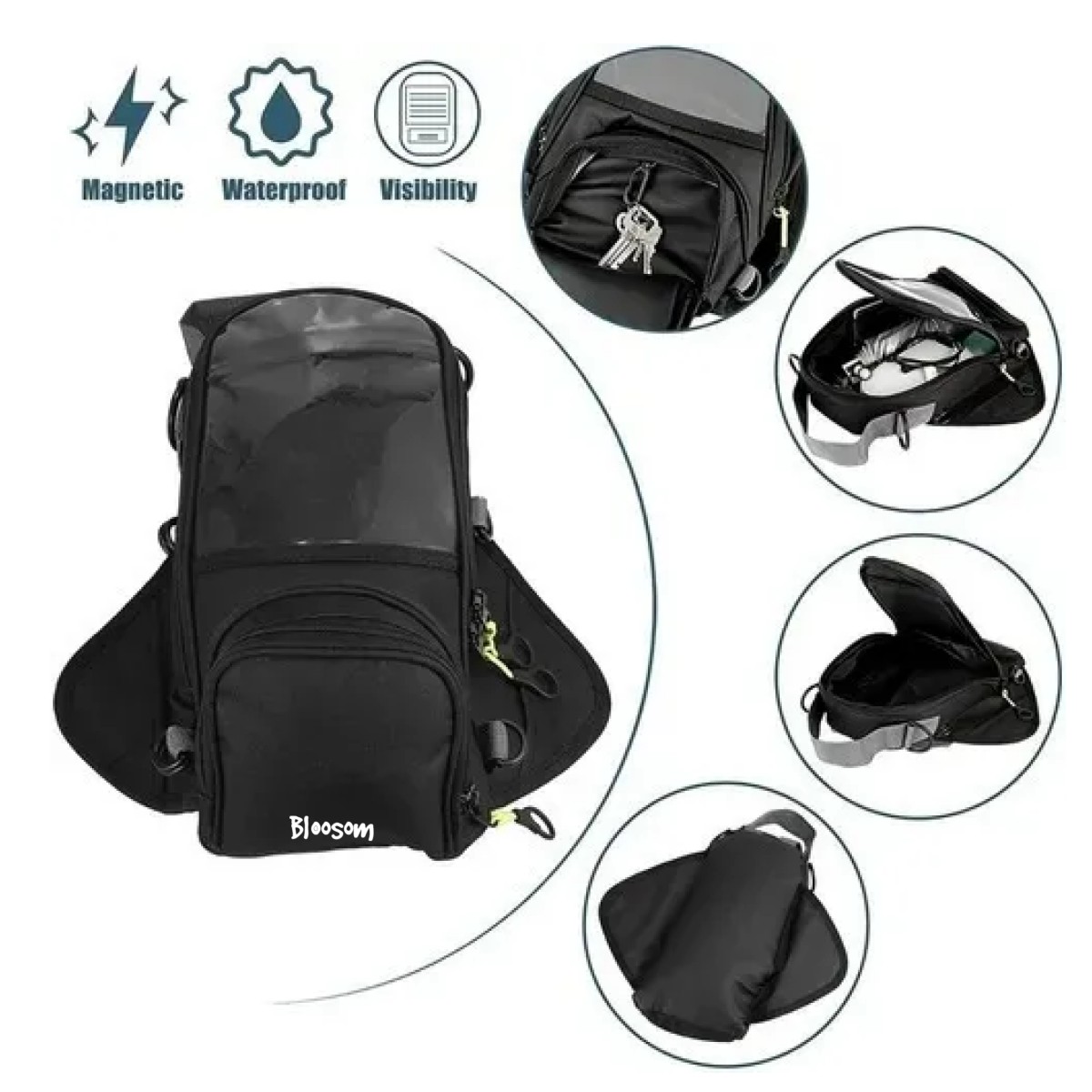 Mochila Bolsa Para Tanque Moto, Negro image number null