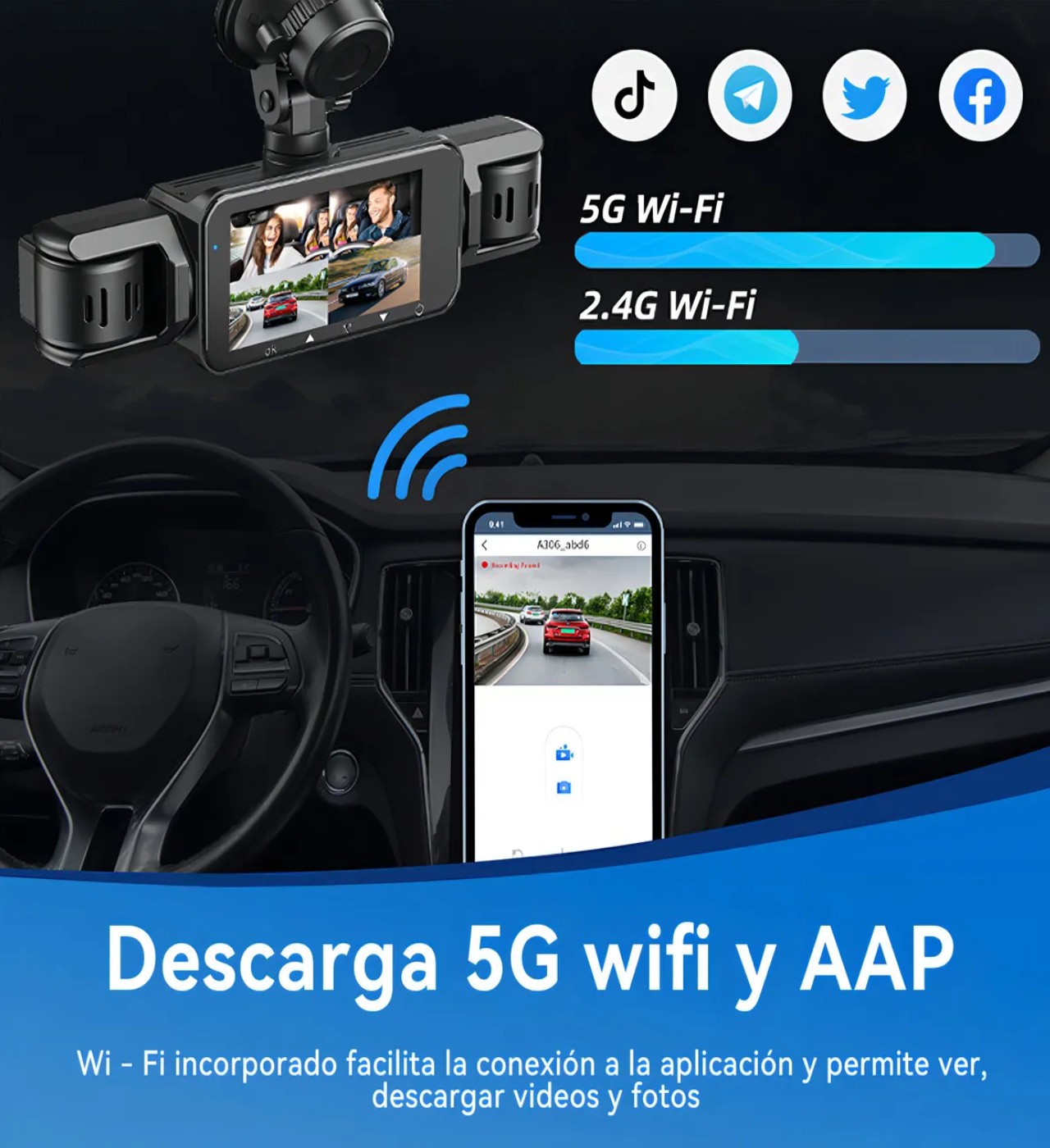 Sunshot 1080p c&aacute;mara para auto dash cam 4 c&aacute;mara wifi + 64gb se puede combinar con el m&oacute;dulo gps image number null