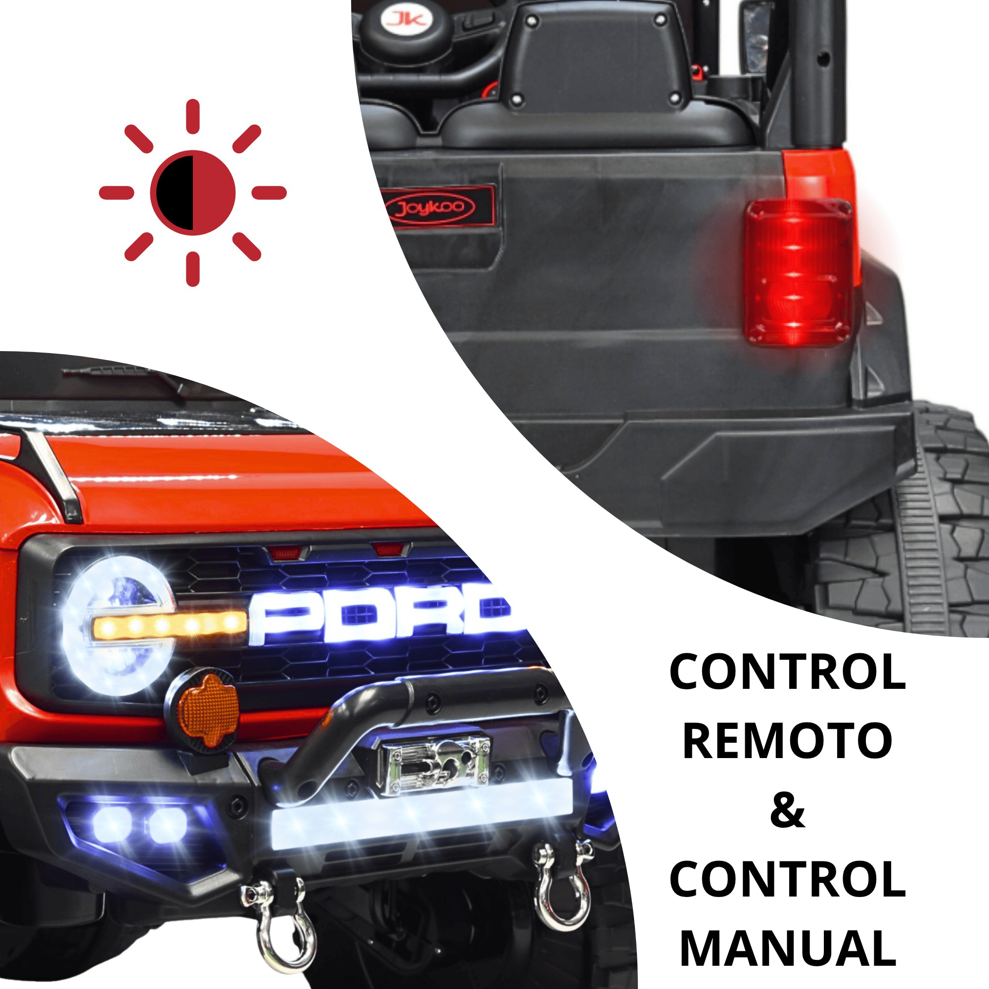 Montable Electrico Camioneta 4x4 para Ni&ntilde;os Bluetooth Luces Led Control Remoto Bater&iacute;a 12v - Rojo image number null
