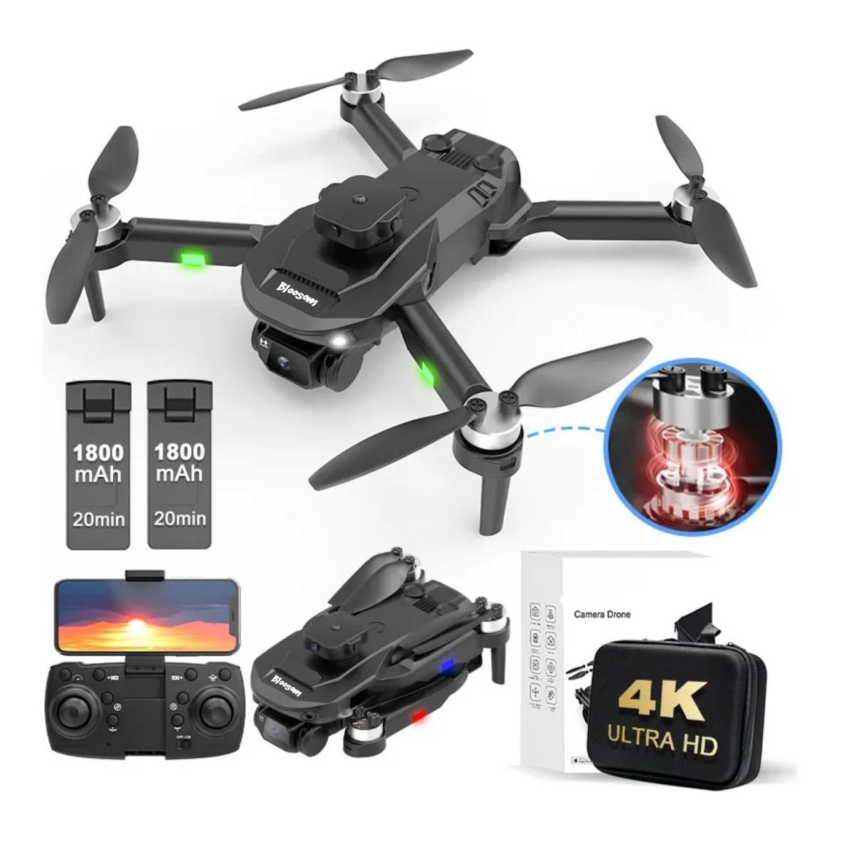 Drone Sin Escobillas Con 4k C&aacute;mara Dual 2bater&iacute;as Gris image number null
