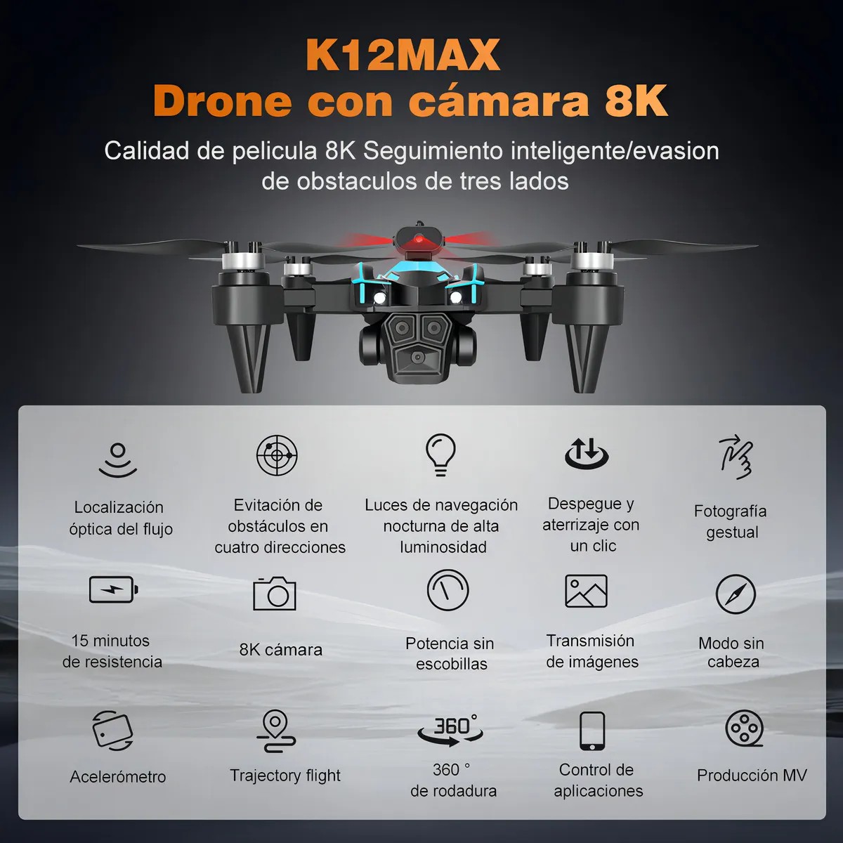 Drone Zll K12max Con Dual C&aacute;mara 8k Negro 2.4ghz 3 Bater&iacute;a image number null