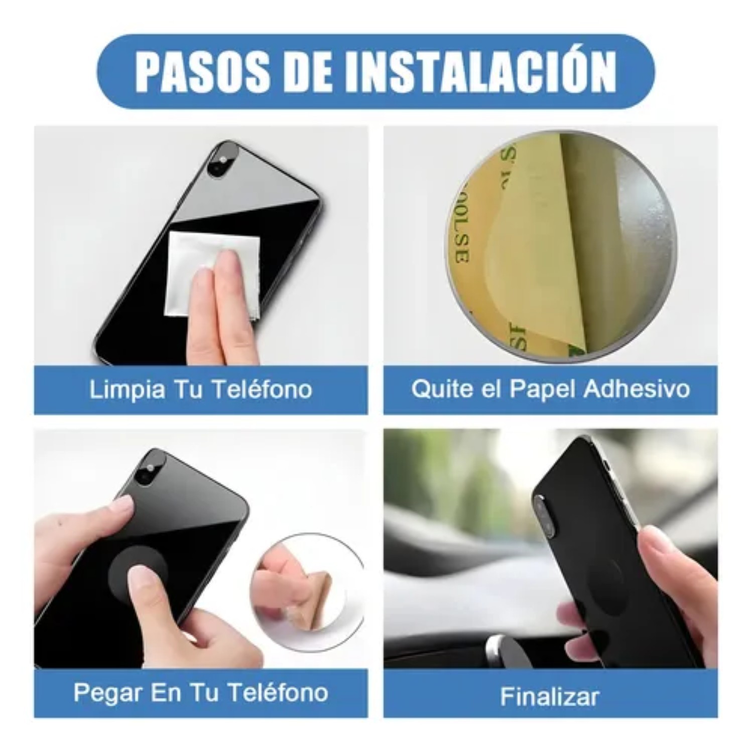 8 Placas De Metal, Para Soporte Magn&eacute;tico Auto Celular Im&aacute;n negro image number null