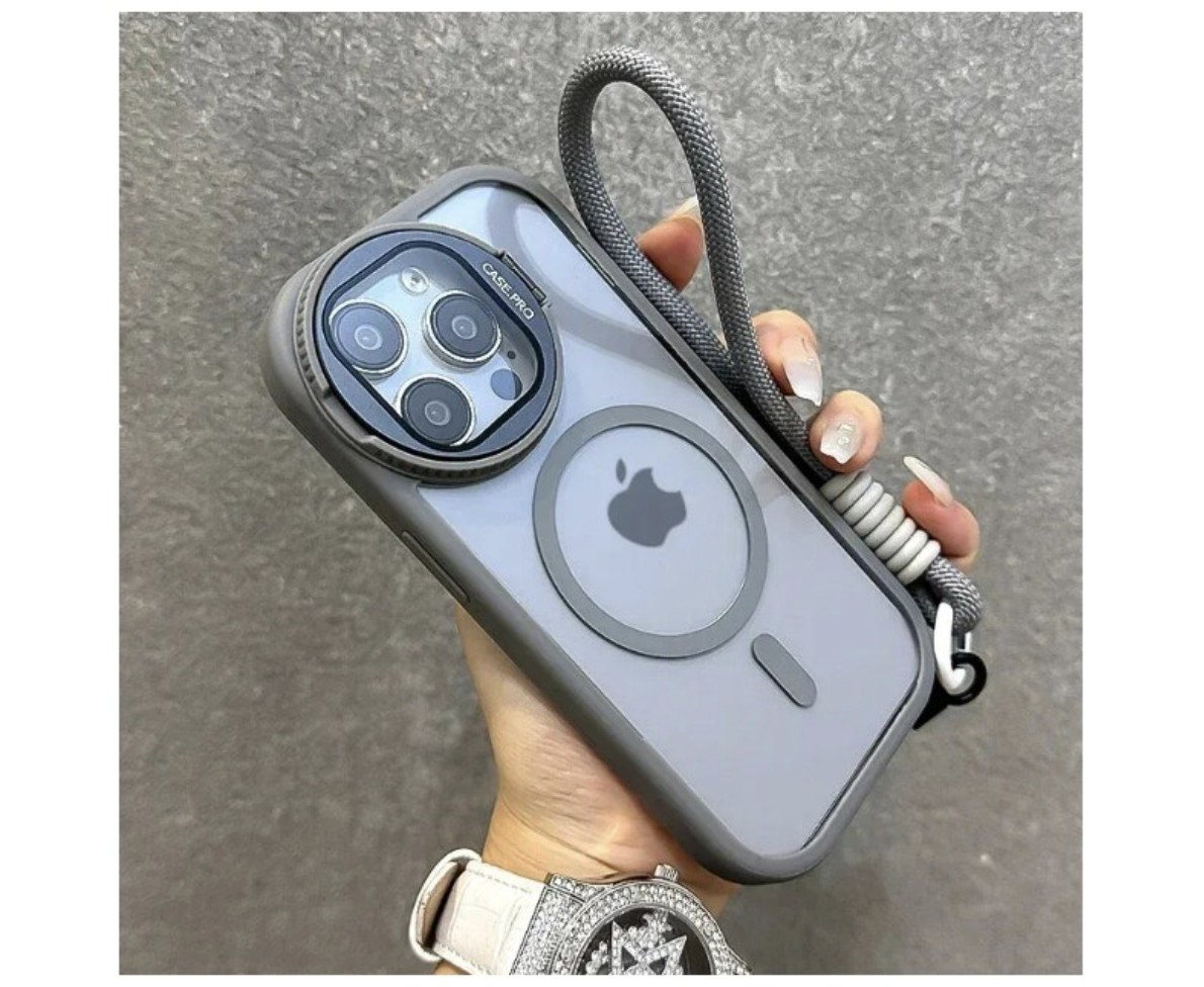 Funda Case Para Iphone Magsafe Con C&aacute;mara Protector+correas Modelo Iphone 16 Pro gris image number null