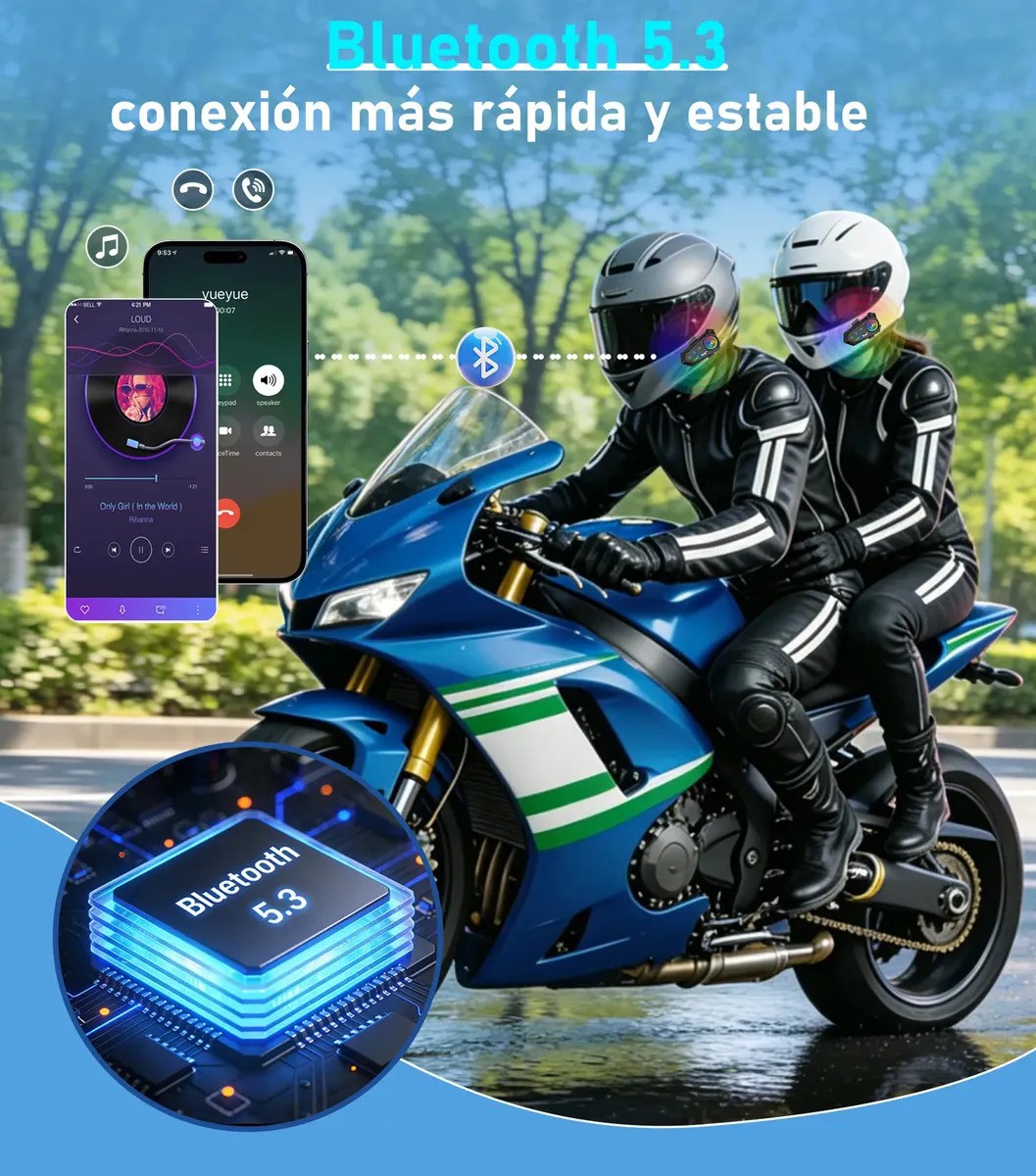 "Intercomunicador Motocicleta V10 Para Casco Bluetooth 2pcs " image number null