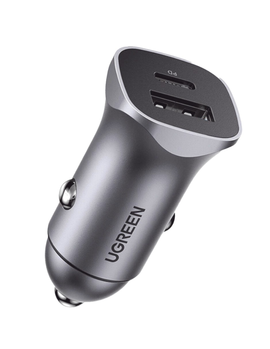 Cargador Auto Ugreen 30w 2 Puertos USB-C Y USB-A Carga R&aacute;pida image number null