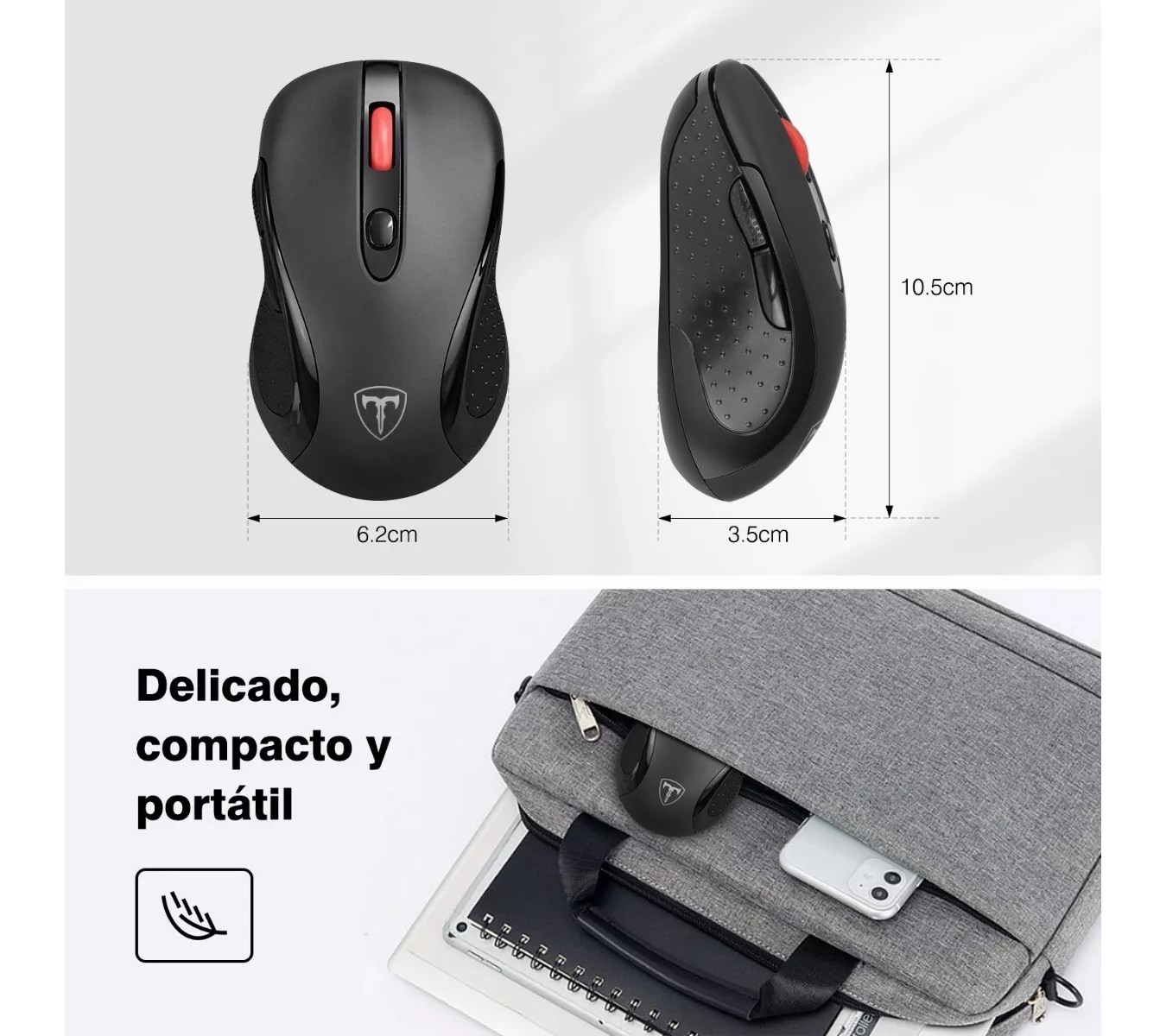 ML TERPORT Mouse Inalambrico Usb Oficina F10, Uso Con Pila, 2.4g Receptor Usb, 2400 Dpi / 5 Niveles Adjustables, Rat&oacute;n Inalabmrico Ergonomico Ligero Y Portatil Para Win/Mac Computadora PC. image number null