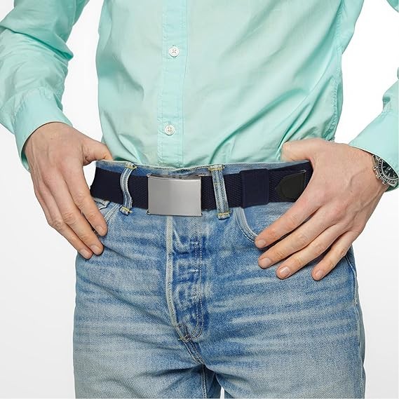 AWAYTR - Cinturones de lona para ni&ntilde;os, uniforme escolar ajustable, cintur&oacute;n de golf para ni&ntilde;os con hebilla abatible plateada. image number null