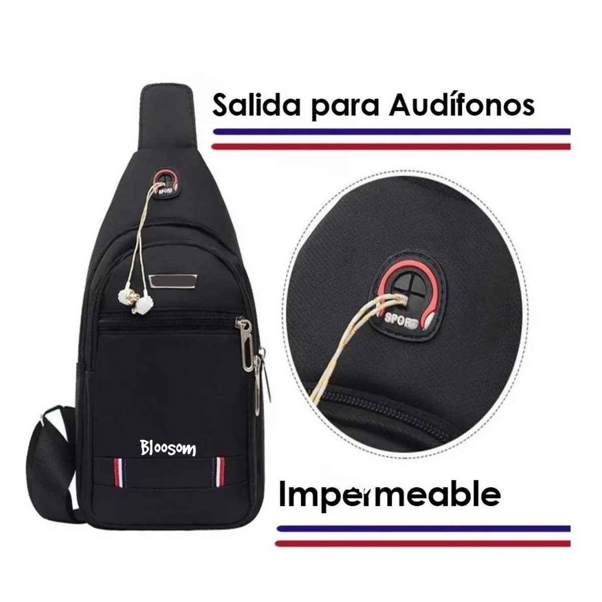 Pechera Mariconera Impermeable Mochila Cruzada Casual Band G Caf&eacute; image number null