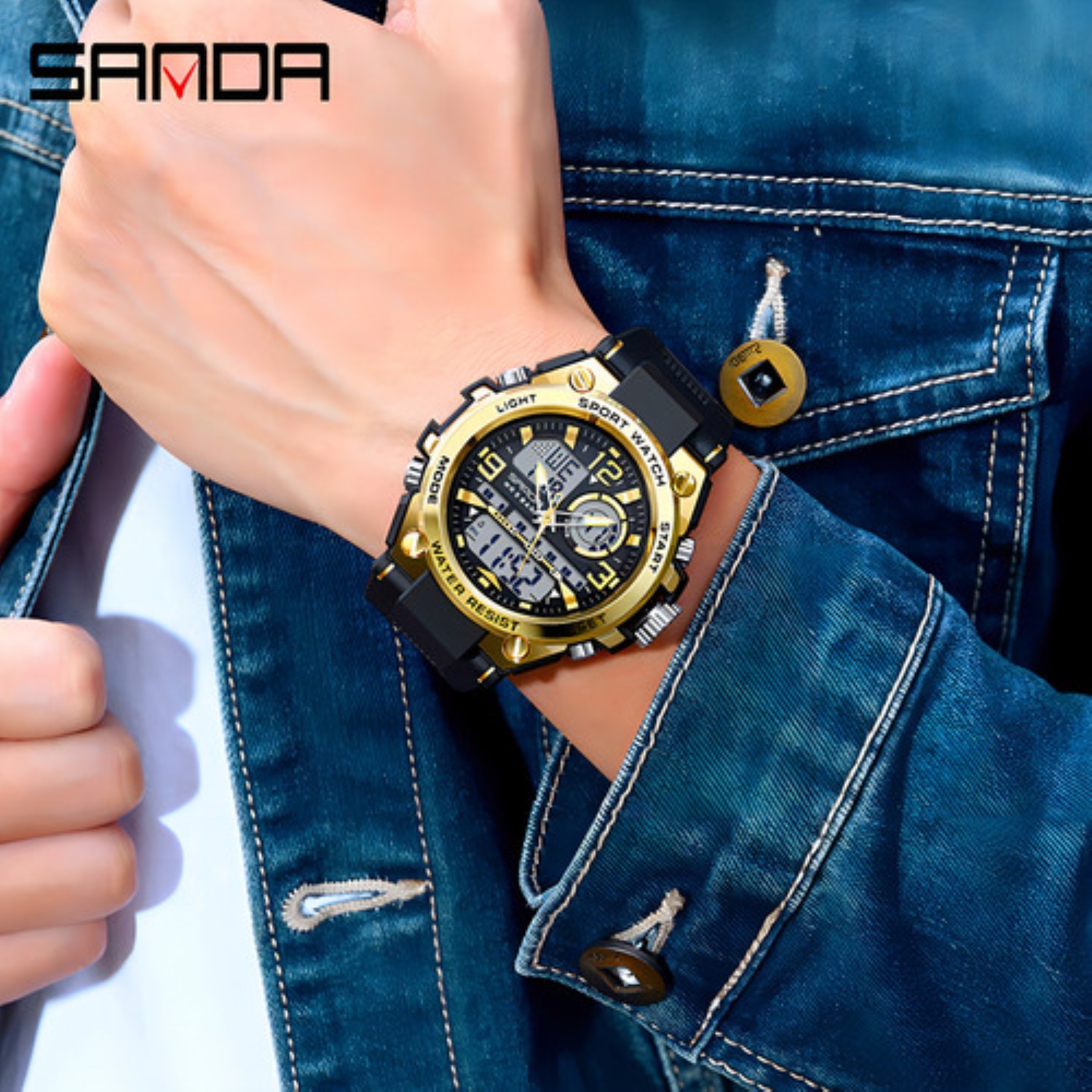 Reloj De Pulsera T&aacute;ctico Militar Impermeable Para Hombre Negro Total image number null