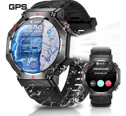 Smartwatch Reloj Inteligente Hombre Gps Llamada Bluetooth Negro Deportivo Siliconas Negro Negro image number null