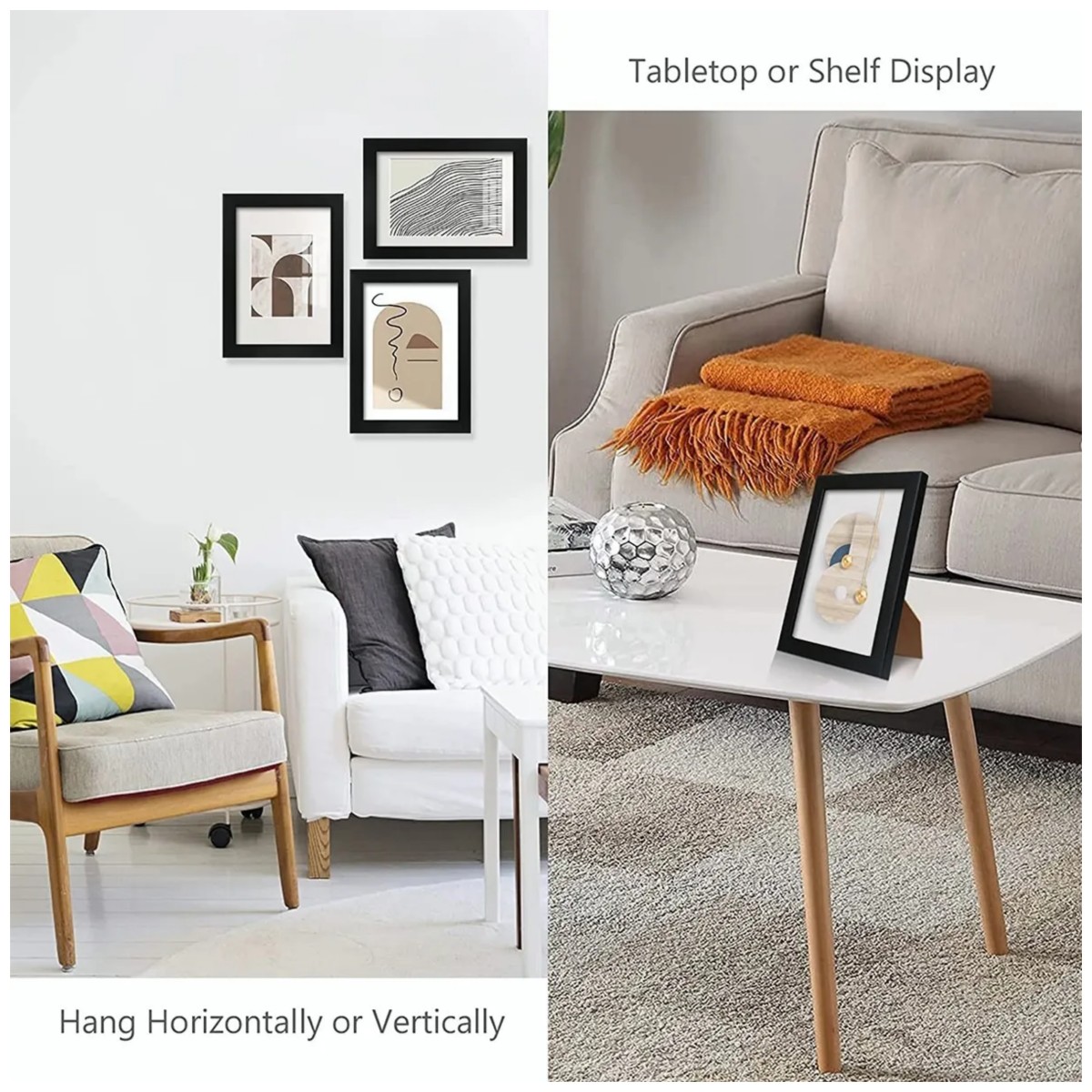 5 Pcs Marco De Fotos Decoraci&oacute;n De Pared O Mesa Negro image number null