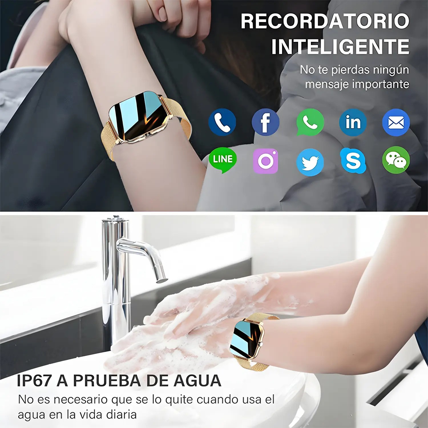 Reloj Inteligente Deportivo 1.85 Smartwatch Para Mujer Dorado image number null