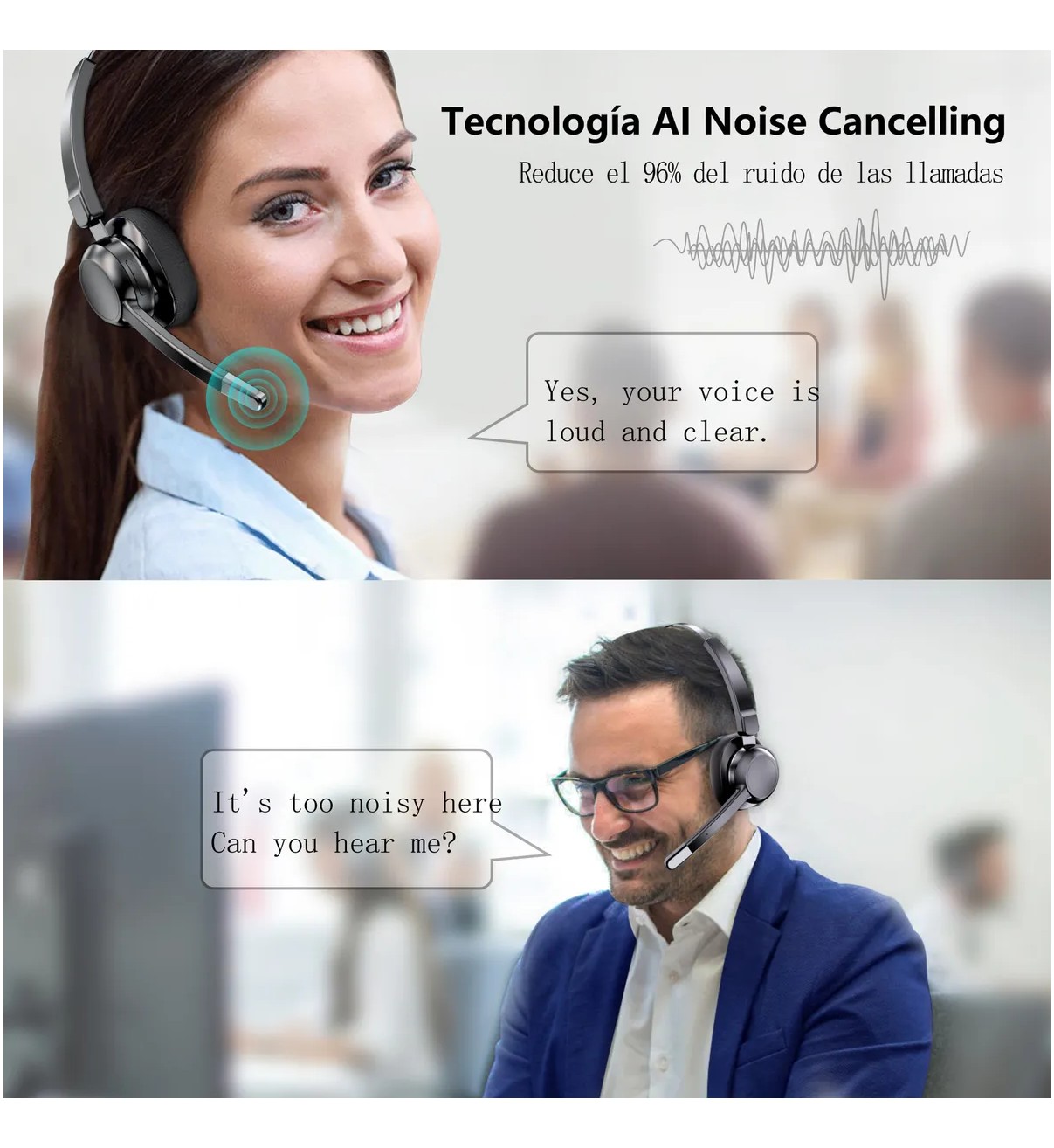Aud&iacute;fonoe De Diadema Inalambricos Malubero Manos Libres Con Micr&oacute;fono Negro image number null