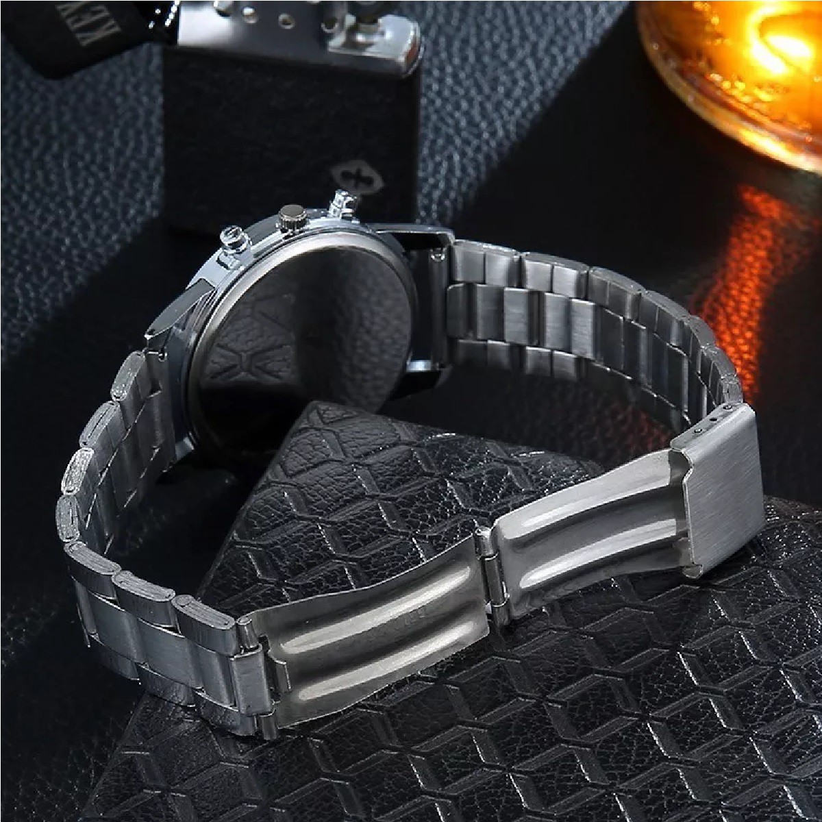 Moda Para Hombre Reloj Nuevo Belug Original Correa Met&aacute;lica Hombre Plata image number null