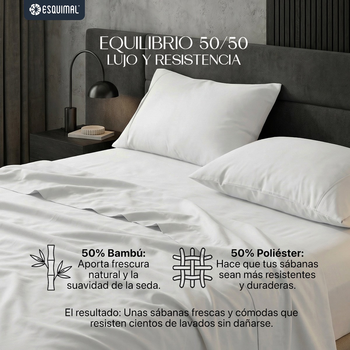S&aacute;banas King Size De Bamb&uacute; / Bamboo Ultra Suaves Y Frescas Blanco ESQUIMAL. image number null
