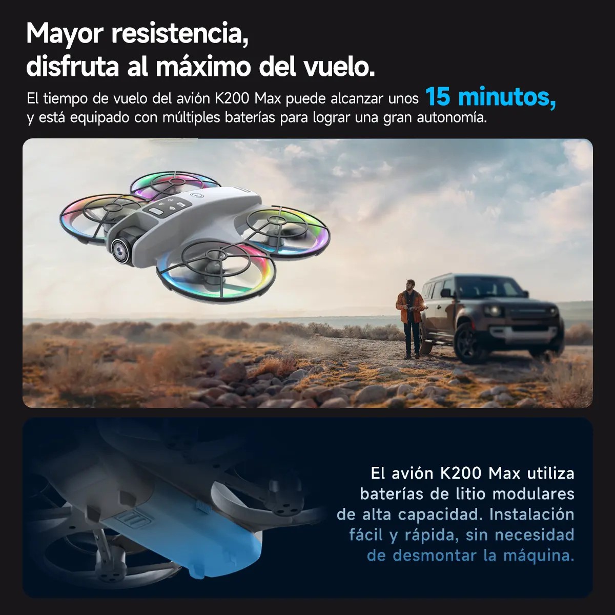Mini Drone 8k C&aacute;mara Bater&iacute;as Pantalla De 4.5inch Control Remoto Y Protector De H&eacute;lices K200 Color Gris image number null