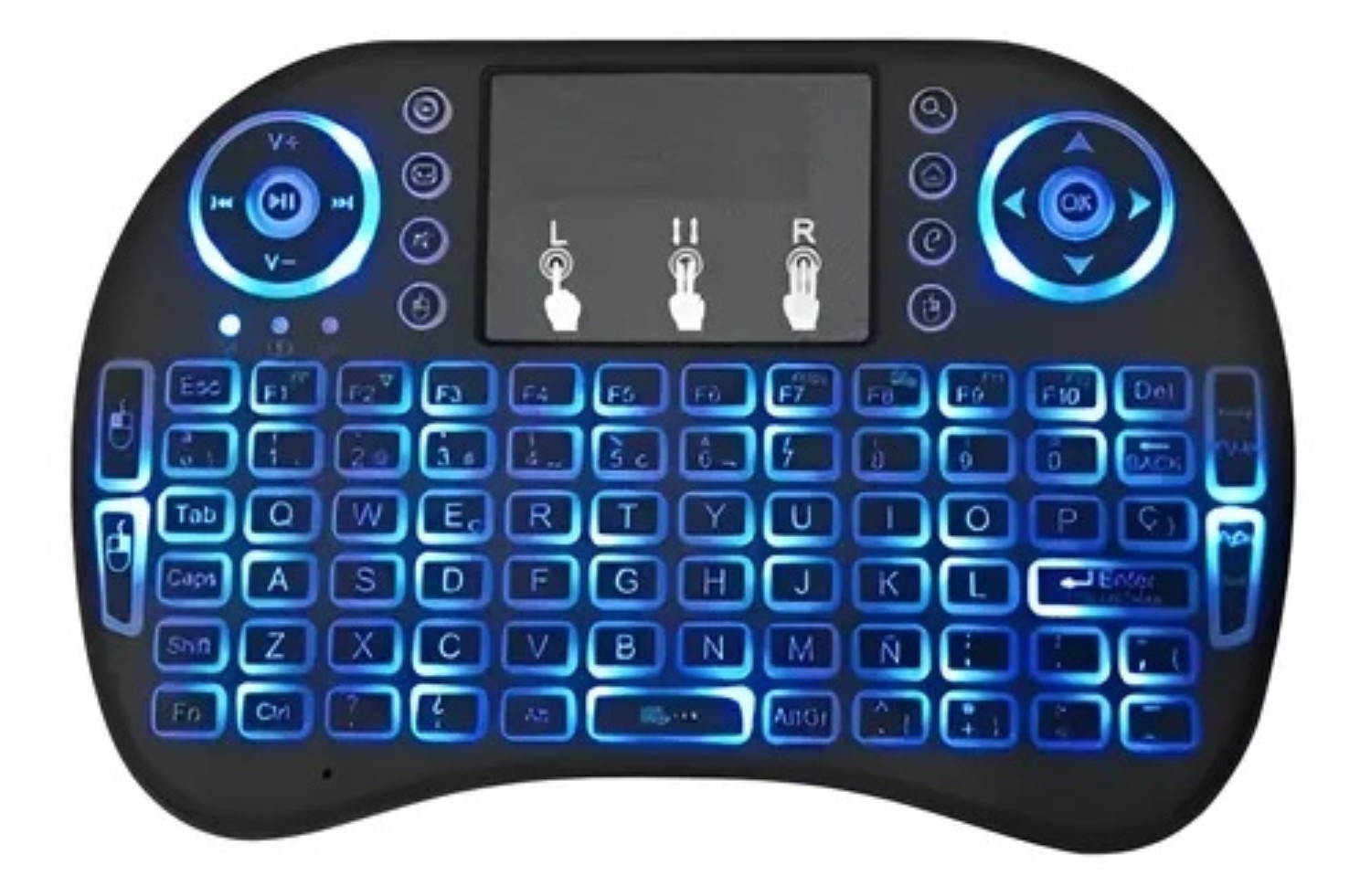 Mini Teclado Inal&aacute;mbrico Touchpad para Celular Tv Pc en espa&ntilde;ol Negro image number null
