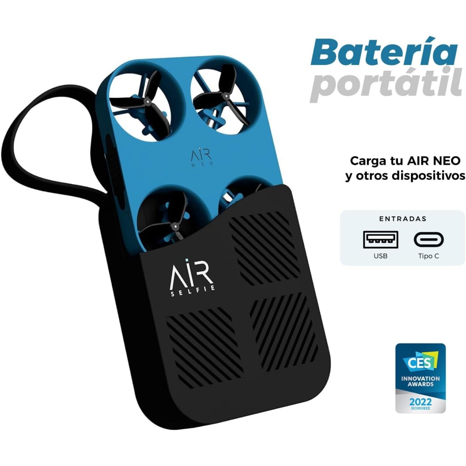 Mini Drone Port&aacute;til Airselfie, Drone Con C&aacute;mara 12 MP, Powerbank Integrada image number null