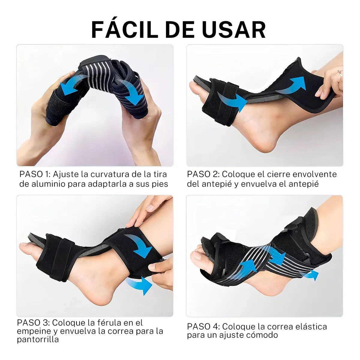 F&eacute;rula Nocturna Para Fascitis Plantar Soporte Pie Ca&iacute;do Color Negro Talla: M image number null