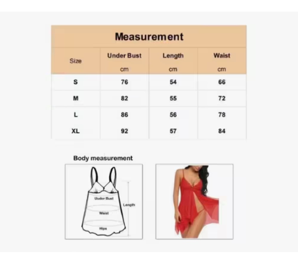 Lencer&iacute;a Babydoll Encaje Vestido Camis&oacute;n Con Liguero Y Tanga color negro talla: M image number null