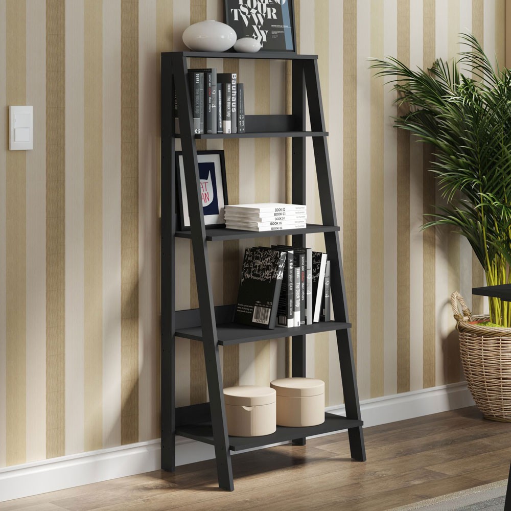 Mueble Biblioteca Librero Madesa Con 4 Niveles Negro 1 image number null